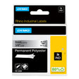 DYMO Rhino Industrial Permanent Polyester Labels | 9mm x 5.5m | Black Print on Metallic | Self-Adhesive | for Rhino & LabelManager Label Makers