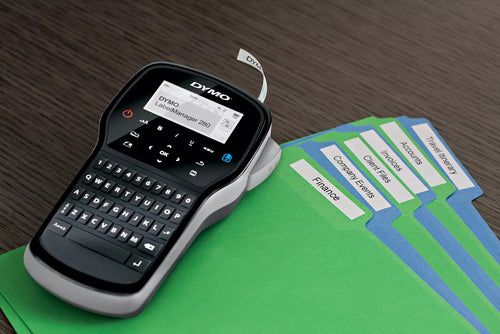 DYMO LabelManager 280 Rechargeable Handheld Label Maker Kit | QWERTY Keyboard | with 2 Rolls of D1 Labels & Carrying Case