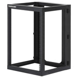 Intellinet Wall Mount Open Frame Network Rack, 15U, Rear-hinged Swing Frame, Assembled, 4-Post, 23.6 in., Black RAL 9004