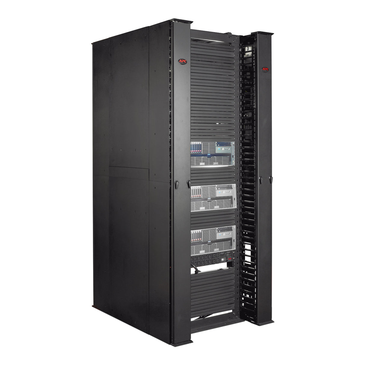 APC Performance, Vertical Cable Manager for 2 & 4 Post Racks, 84"H x 12"W, Double-Sided with Doors