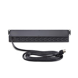 StarTech.com 16-Outlet Horizontal Rack Mount Metered PDU, 1U Server Power Strip w/Surge Protector, 125V/15A, 8ft (2.4m) Power Cable, Power Distribution Unit, TAA
