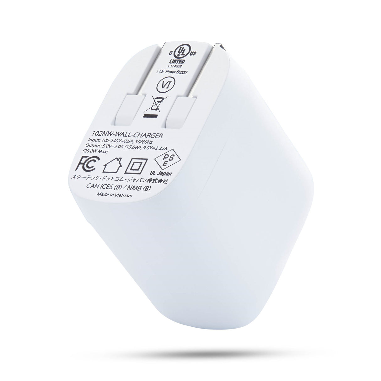 StarTech.com 20W USB‑C Wall Charger, Portable Charger with USB Power Delivery Fast Charging, 5V/9V PD, USB-C Charger, White