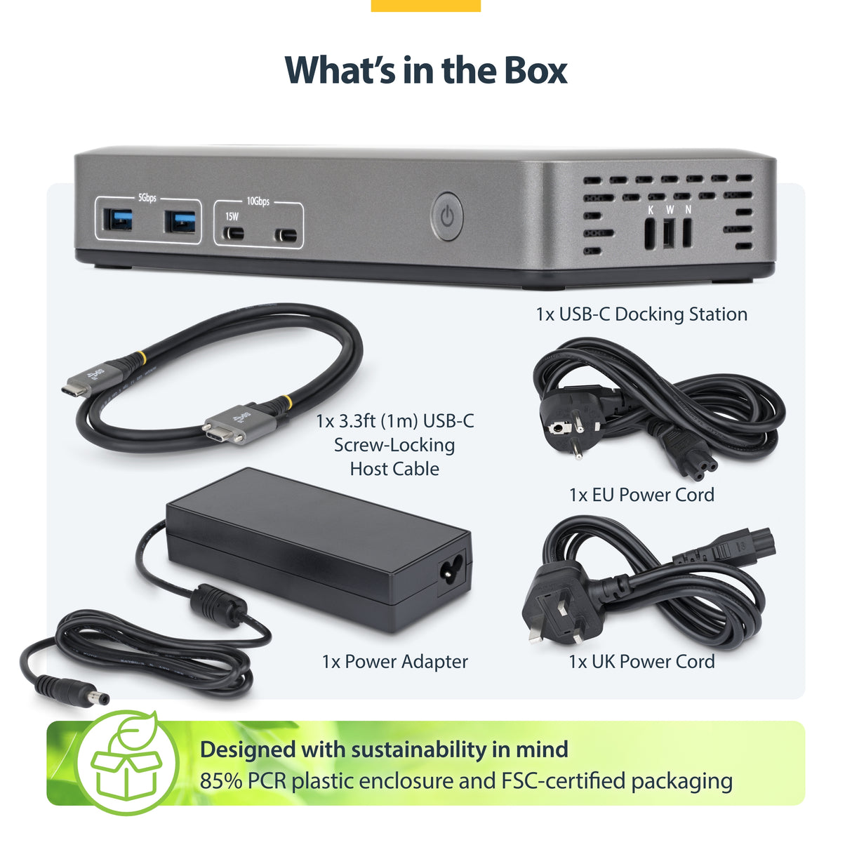 StarTech.com USB-C Docking Station Triple 4K Displays (2x 4K 60Hz, 1x 4K 30Hz), 100W Power Delivery, 6 USB Ports (10Gbps), Gigabit Ethernet, DisplayPort + HDMI, Driverless Windows Laptop Dock