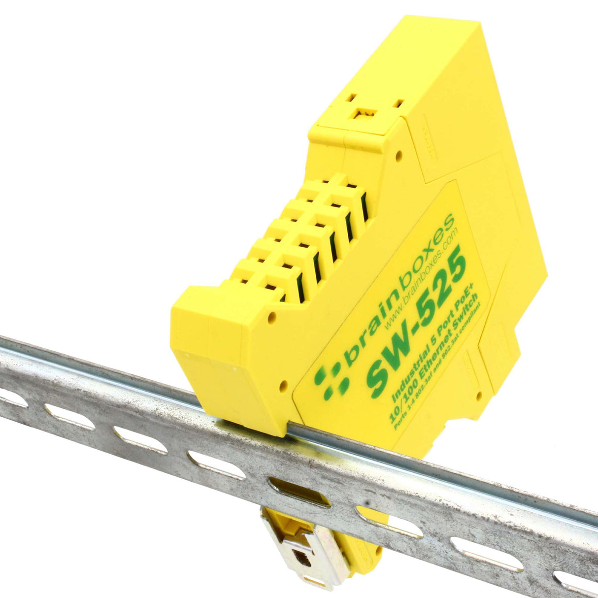 Brainboxes SW-525 network switch Unmanaged Fast Ethernet (10/100) Power over Ethernet (PoE) DIN rail Yellow