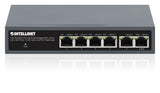 Intellinet PoE-Powered 6-Port Lite Smart Managed PoE+ Switch with 4 GbE Ports / 2 GbE Uplinks and PoE Passthrough