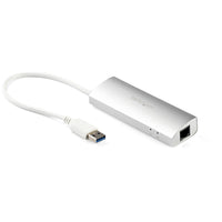 StarTech.com 3-Port USB Hub with Ethernet, USB-A Ports, Gigabit Ethernet/GbE, USB 5Gbps, Rugged Design, Bus-Powered, Portable Laptop USB 3.0 Hub