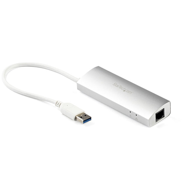 StarTech.com 3-Port USB Hub with Ethernet, USB-A Ports, Gigabit Ethernet/GbE, USB 5Gbps, Rugged Design, Bus-Powered, Portable Laptop USB 3.0 Hub