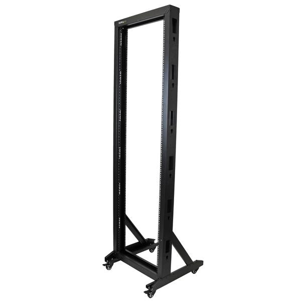 StarTech.com 42U 2-Post Open Frame Server Rack, 19in Rolling IT Rack with 661lb (300kg) Weight Capacity, Space-Saving Floor-Standing Network Rack