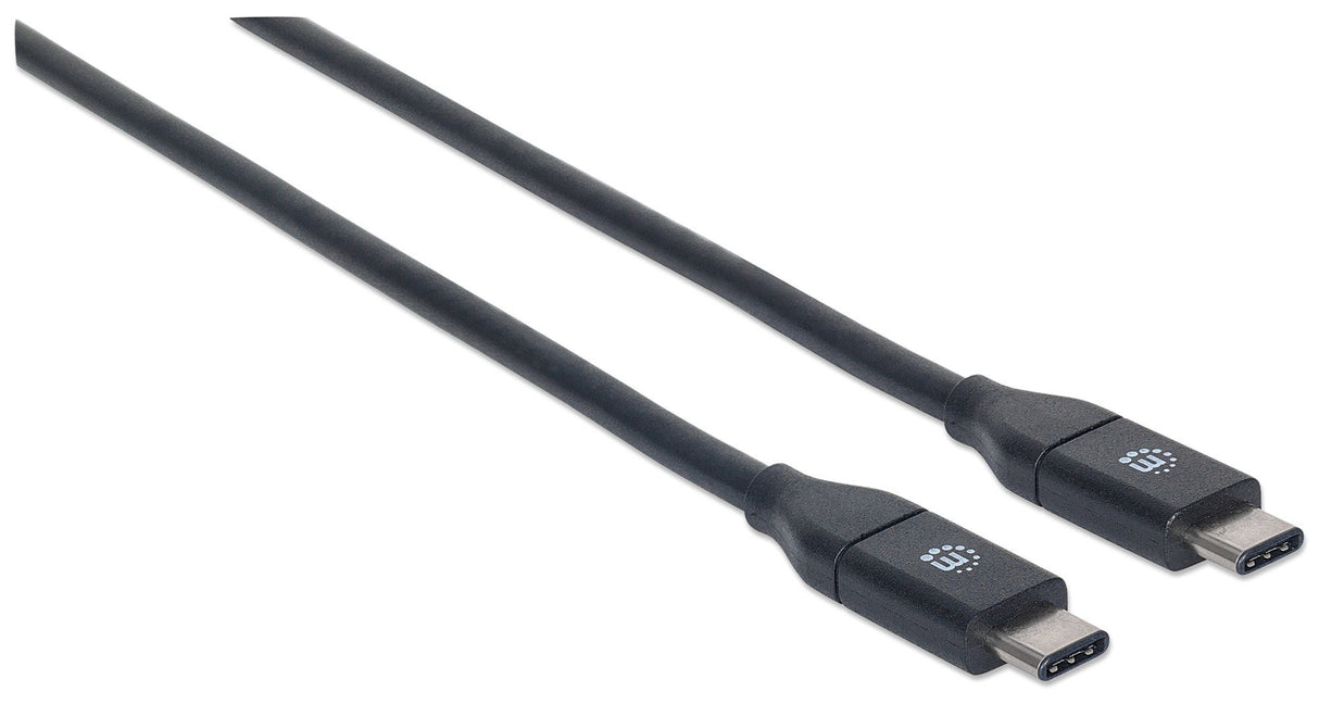 Manhattan USB-C to USB-C Cable, 1m, Male to Male, Black, 10 Gbps (USB 3.2 Gen2 aka USB 3.1), 3A (fast charging), SuperSpeed+ USB, Lifetime Warranty, Equivalent to USB31CC1M