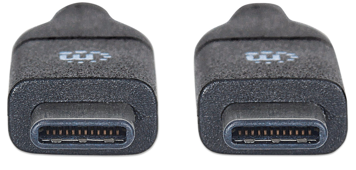 Manhattan USB-C to USB-C Cable, 1m, Male to Male, Black, 10 Gbps (USB 3.2 Gen2 aka USB 3.1), 3A (fast charging), SuperSpeed+ USB, Lifetime Warranty, Equivalent to USB31CC1M