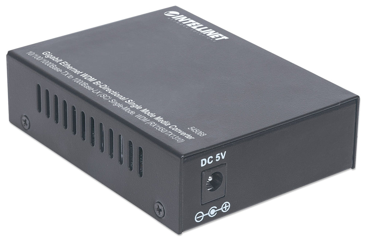 Intellinet Gigabit Ethernet WDM Bi-Directional Single Mode Media Converter, 10/100/1000Base-Tx to 1000Base-Lx (SC) Single-Mode, 20km, WDM (Rx1550/Tx1310)
