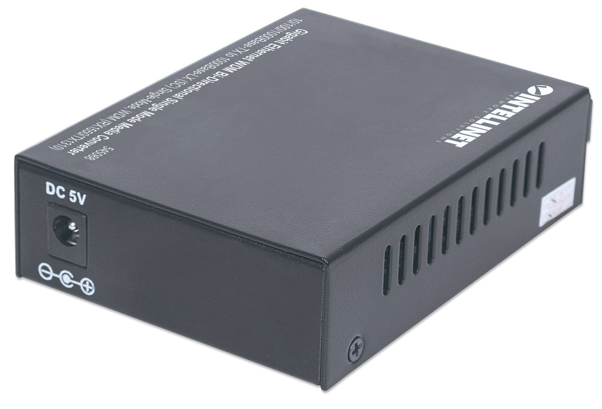 Intellinet Gigabit Ethernet WDM Bi-Directional Single Mode Media Converter, 10/100/1000Base-Tx to 1000Base-Lx (SC) Single-Mode, 20km, WDM (Rx1550/Tx1310)