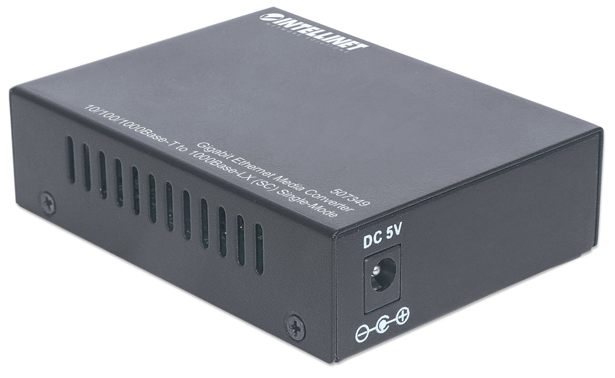 Intellinet Gigabit Ethernet Single Mode Media Converter, 10/100/1000Base-T to 1000Base-Lx (SC) Single-Mode, 20km