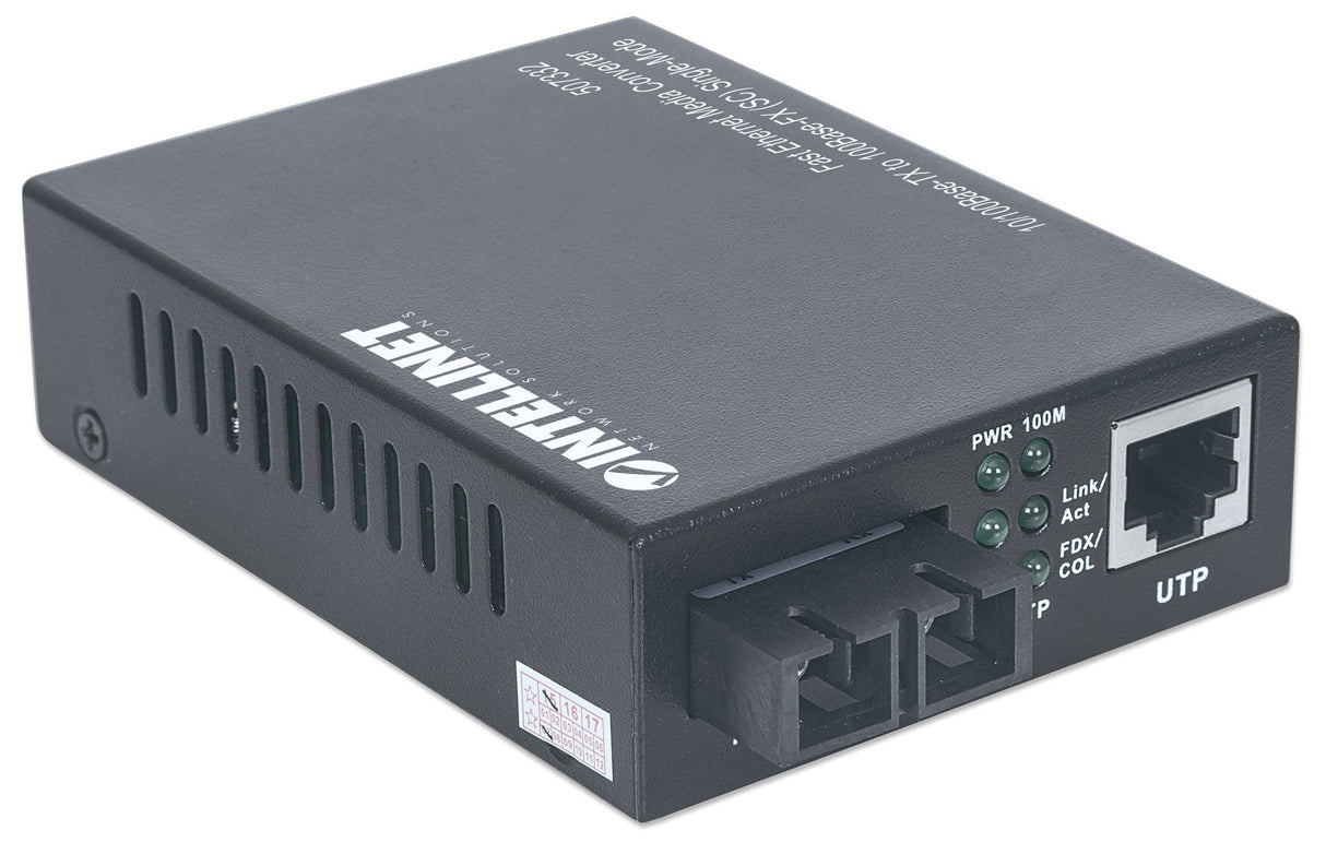 Intellinet Fast Ethernet Single Mode Media Converter, 10/100Base-Tx to 100Base-Fx (SC) Single-Mode, 20km
