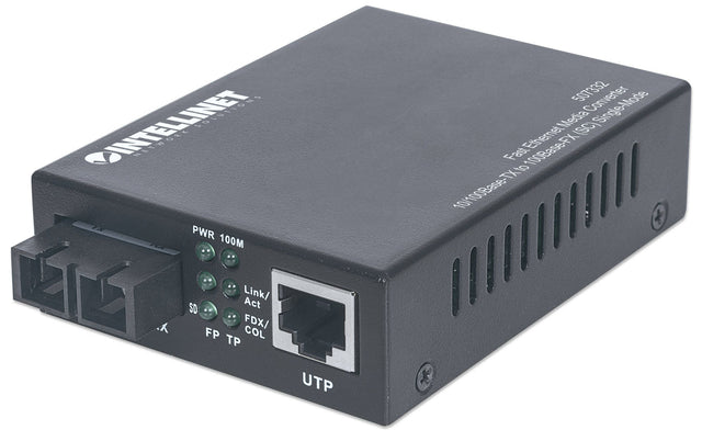 Intellinet Fast Ethernet Single Mode Media Converter, 10/100Base-Tx to 100Base-Fx (SC) Single-Mode, 20km
