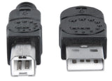 Manhattan USB-A to USB-B Cable, 1m, Male to Male, 480 Mbps (USB 2.0), Hi-Speed USB, Black, Lifetime Warranty, Equivalent to USB2HAB1M