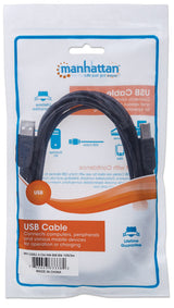Manhattan USB-A to USB-B Cable, 1m, Male to Male, 480 Mbps (USB 2.0), Hi-Speed USB, Black, Lifetime Warranty, Equivalent to USB2HAB1M