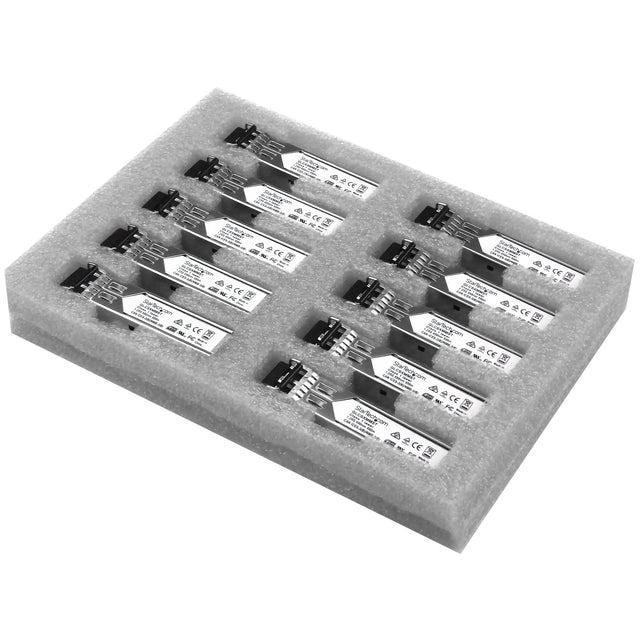 StarTech.com 10 Pack Cisco GLC-SX-MM Compatible SFP Module (10 Pack) - 1000BASE-SX - 1GbE Multimode Fiber MMF Optic Transceiver - 1GE Gigabit Ethernet SFP - LC 550m - 850nm - DDM Cisco IE3200, IE3300, ME1200
