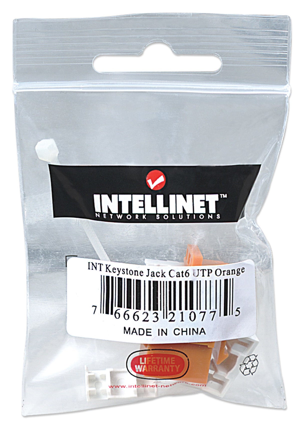 Intellinet Keystone Jack, Cat6, UTP, Punch-down, Orange