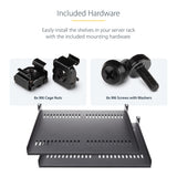 StarTech.com 2-Pack 1U Server Rack Shelf, Vented Universal Rack Mount Cantilever Shelf, For 19" Rack/Cabinet, Heavy-Duty Steel, 44lb/20kg Capacity, 16" Deep Tray