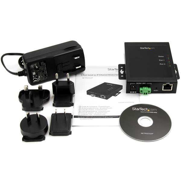 StarTech.com 2-Port Serial-to-IP Ethernet Device Server - RS232 - Metal and Mountable - TAA
