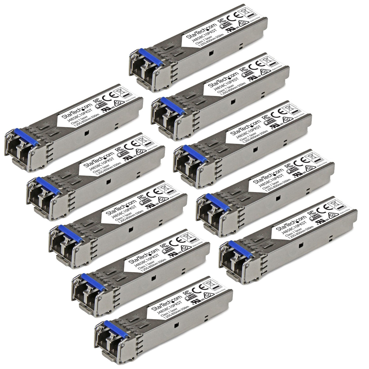 StarTech.com 10 pack HPE J4859C Compatible SFP Module - 1000BASE-LX - 1GbE Single Mode /Multi Mode Fiber Optic Transceiver - 1GE Gigabit Ethernet SFP - LC 10km - 1310nm - DDM HPE 1400, 1700, 1820