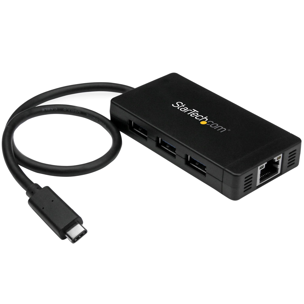 StarTech.com 3-Port USB-C Hub with Gigabit Ethernet - USB-C to 3x USB-A - USB 3.0 (5Gbps) - Includes Power Adapter - TAA