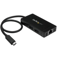StarTech.com 3-Port USB-C Hub with Gigabit Ethernet - USB-C to 3x USB-A - USB 3.0 (5Gbps) - Includes Power Adapter - TAA