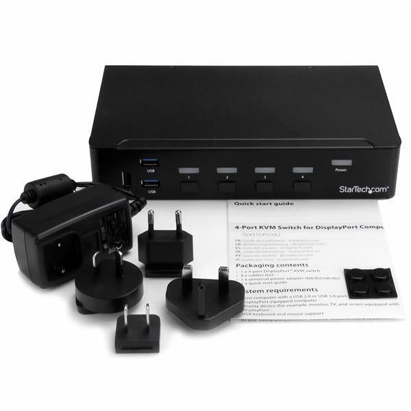 StarTech.com 4-Port DisplayPort KVM Switch - USB 3.0 - 4K 30Hz - TAA