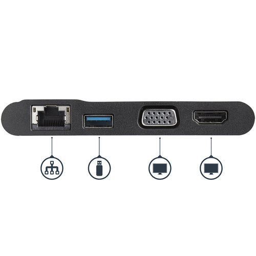 StarTech.com USB-C Multiport Adapter - USB-C Travel Dock with 4K HDMI or 1080p VGA, Gigabit Ethernet, 5Gbps USB-A 3.0 - Discontinued, Limited Stock, & Replaced by DKT31CHVL