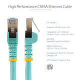 StarTech.com 2ft CAT6a Ethernet Cable - 10 Gigabit Shielded Snagless RJ45 100W PoE Patch Cord - 10GbE STP Network Cable w/Strain Relief - Aqua Individually Tested/Wiring is UL Certified/TIA
