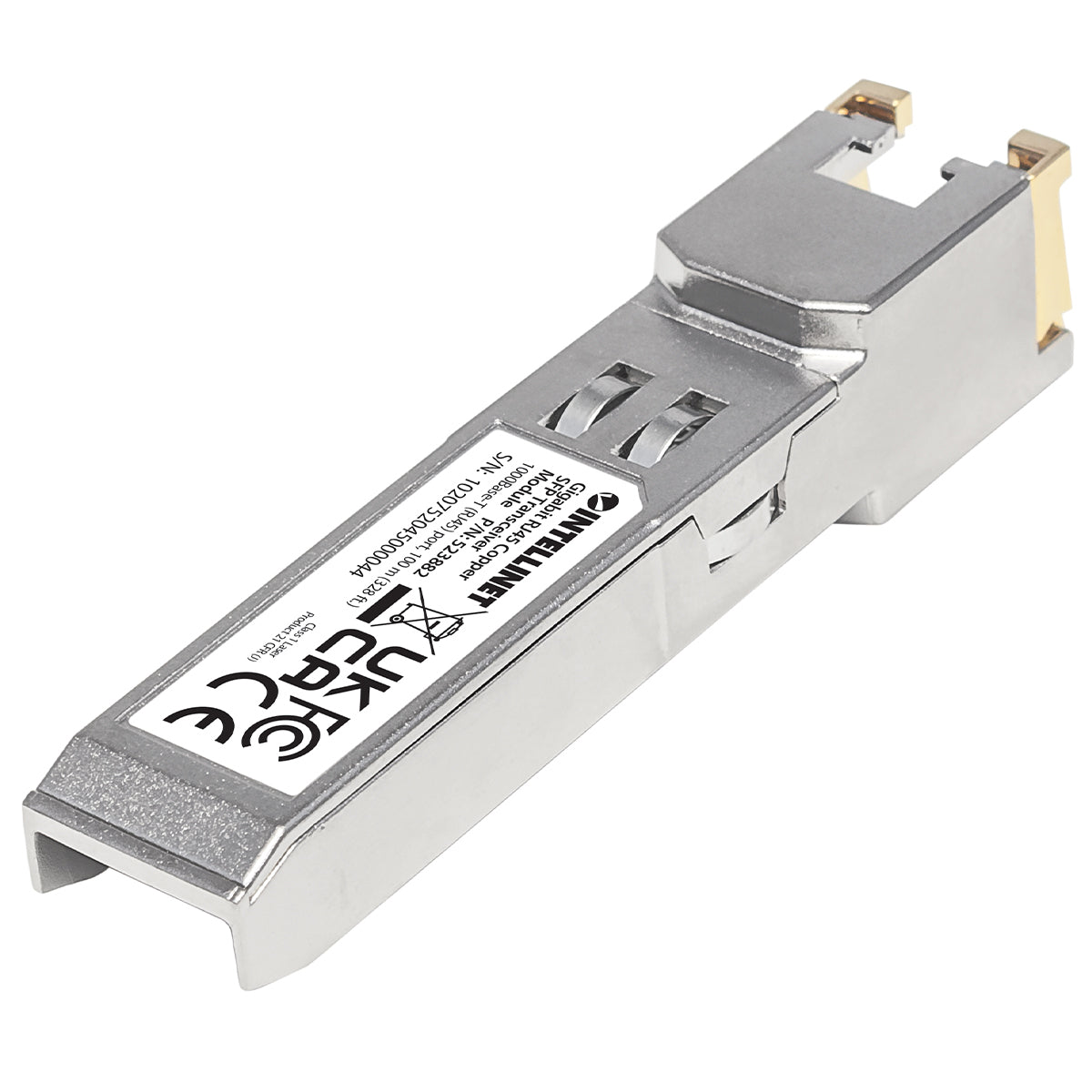 Intellinet Transceiver Module Optical, Gigabit RJ45 Copper SFP, 1000Base-T (RJ45) port, 100m, MSA Compliant, Equivalent to Cisco GLC-T, Ethernet, Fiber/Fibre, Three Year Warranty