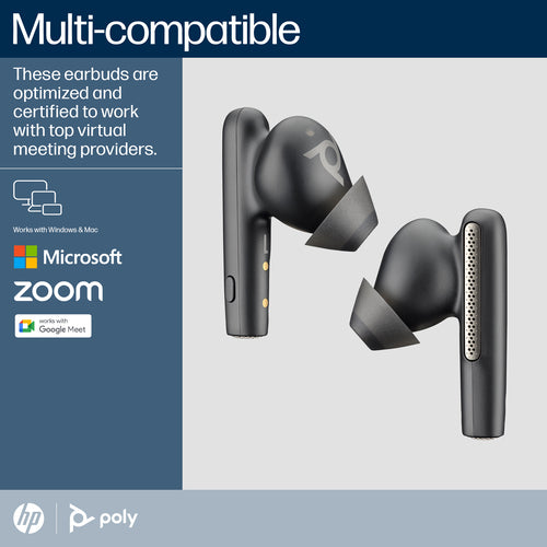 HP Poly Poly Voyager Free 60 UC Carbon Black Earbuds +BT700 USB-A Adapter +Basic Charge Case