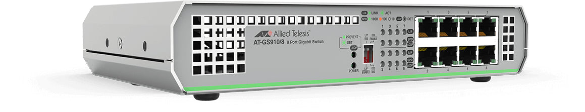 Allied Telesis GS910/8 Unmanaged Gigabit Ethernet (10/100/1000) Grey