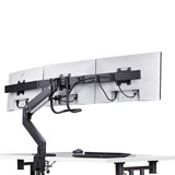 StarTech.com Desk Mount Triple Monitor Arm with Crossbar For Up To Three 27in Screens, VESA 75x75/100x100, Tool-Less Arm Adjustments, C-Clamp/Grommet, Spring-Assisted Arm