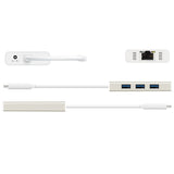 j5create JCH471 USB-C™ Gigabit Ethernet & Hub Multi Adapter, Metallic Champagne