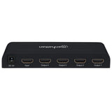 Manhattan HDMI Splitter, 4-Port, 4K@30Hz, AC Powered, Black, Three Year Warranty, Boxed (With Euro 2-pin plug)