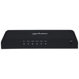 Manhattan HDMI Splitter, 4-Port, 4K@30Hz, AC Powered, Black, Three Year Warranty, Boxed (With Euro 2-pin plug)