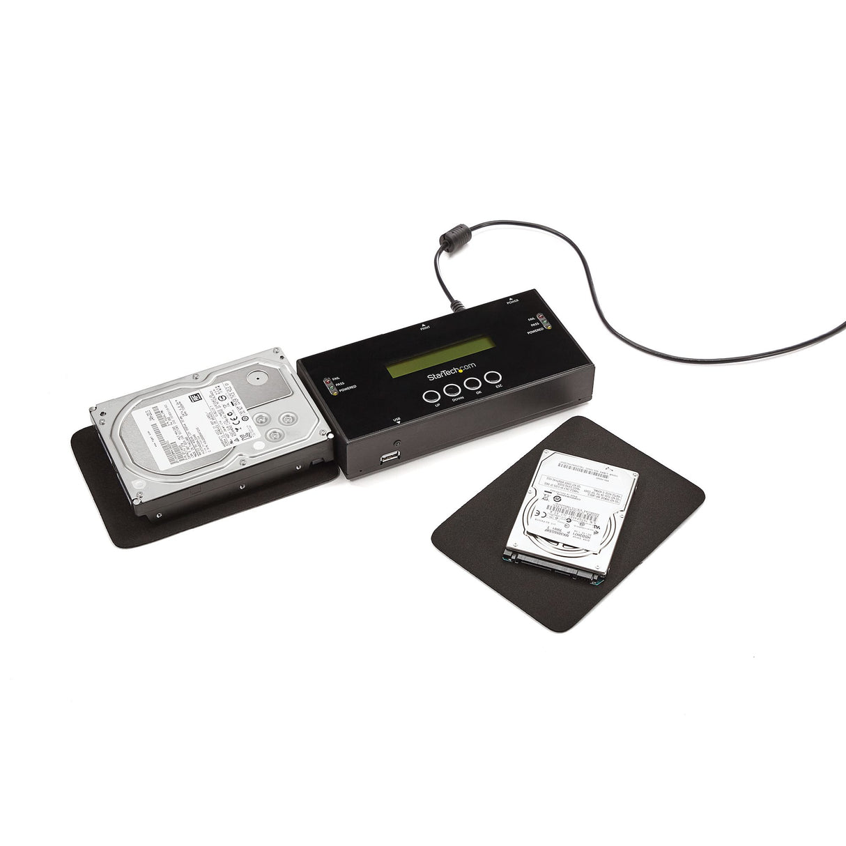 StarTech.com 1:1 Standalone Hard Drive Duplicator and Eraser, SAS and SATA HDD/SSD Cloner/Copier, Hard Disk Duplicator/Sanitizer, Harddrive Wiper, LCD Display, Toolless, No PC Required - TAA Compliant