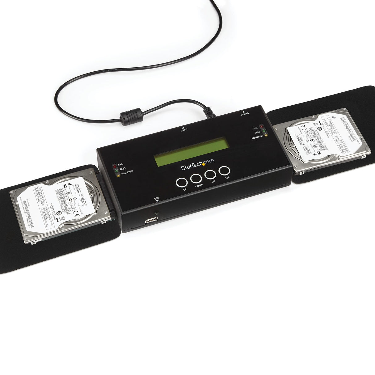 StarTech.com 1:1 Standalone Hard Drive Duplicator and Eraser, SAS and SATA HDD/SSD Cloner/Copier, Hard Disk Duplicator/Sanitizer, Harddrive Wiper, LCD Display, Toolless, No PC Required - TAA Compliant
