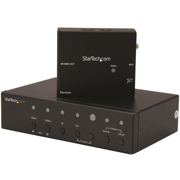 StarTech.com Multi-Input HDBaseT Extender with Built-in Switch - DisplayPort, VGA and HDMI Over CAT5e or CAT6 - Up to 4K - TAA
