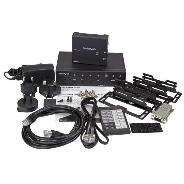 StarTech.com Multi-Input HDBaseT Extender with Built-in Switch - DisplayPort, VGA and HDMI Over CAT5e or CAT6 - Up to 4K - TAA