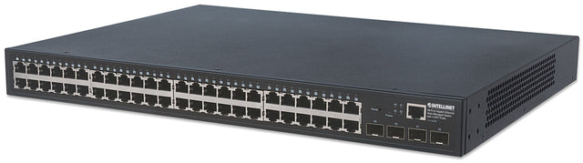 Intellinet 48-Port Gigabit Ethernet Web-Managed Switch with 4 SFP Ports, 48 x 10/100/1000 Mbps RJ45 Ports + 4 x SFP, IEEE 802.3az Energy Efficient Ethernet, SNMP, QoS, VLAN, ACL, 19 Rackmount" (Euro 2-pin plug)