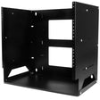 StarTech.com 2-Post 8U Open Frame Wall Mount Network Rack with Built-in Shelf, Wall Mount Data Rack with Adjustable Depth for AV / Computer / IT Equipment, Small Wall-Mount Server Rack - TAA Compliant