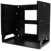 StarTech.com 2-Post 8U Open Frame Wall Mount Network Rack with Built-in Shelf, Wall Mount Data Rack with Adjustable Depth for AV / Computer / IT Equipment, Small Wall-Mount Server Rack - TAA Compliant