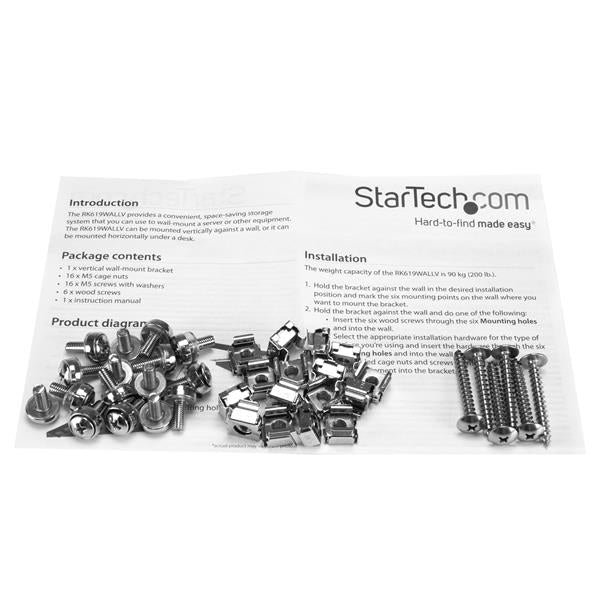 StarTech.com 6U Wall Mount Patch Panel Bracket – 19 in – Steel - Vertical Mounting Bracket for Networking and Data Equipment - TAA