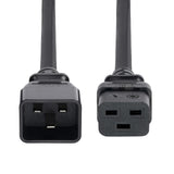 StarTech.com 2ft (60cm) Heavy Duty Extension Cord, C19 to C20 Black Extension Cord, 20A 250V, 12AWG, Heavy Gauge Power Extension Cable, AC Power Cable, TAA Compliant, UL Listed