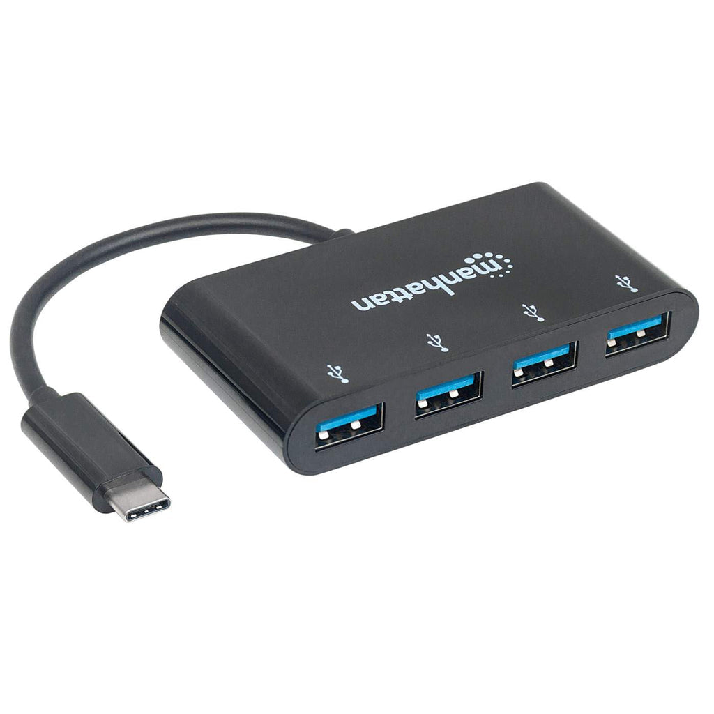 Manhattan USB-C Dock/Hub, Ports (x4): USB-A (x4), 5 Gbps (USB 3.2 Gen1 aka USB 3.0), USB powered (no external power supply required), Cable 20cm, Equivalent to HB30C4AB
