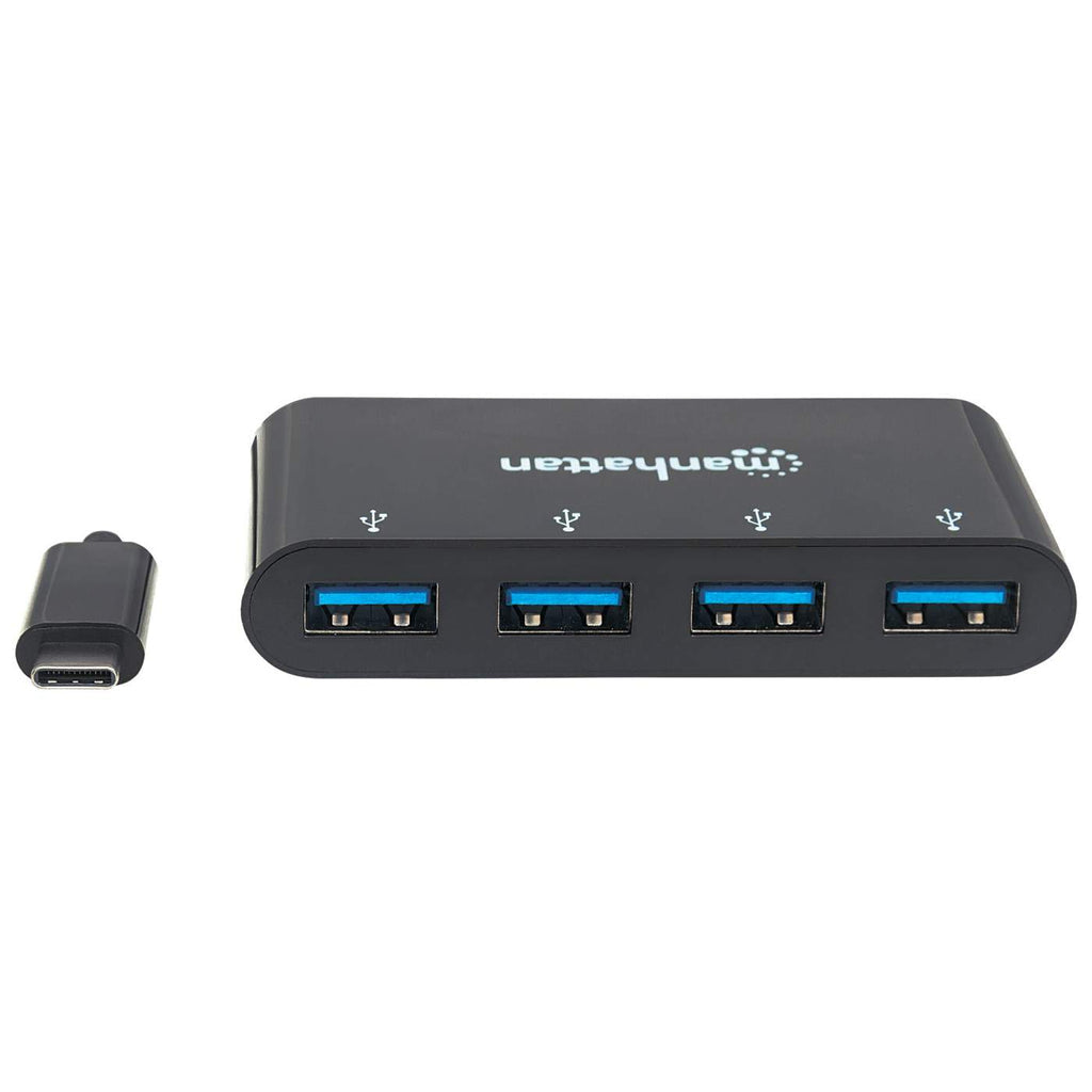 Manhattan USB-C Dock/Hub, Ports (x4): USB-A (x4), 5 Gbps (USB 3.2 Gen1 aka USB 3.0), USB powered (no external power supply required), Cable 20cm, Equivalent to HB30C4AB