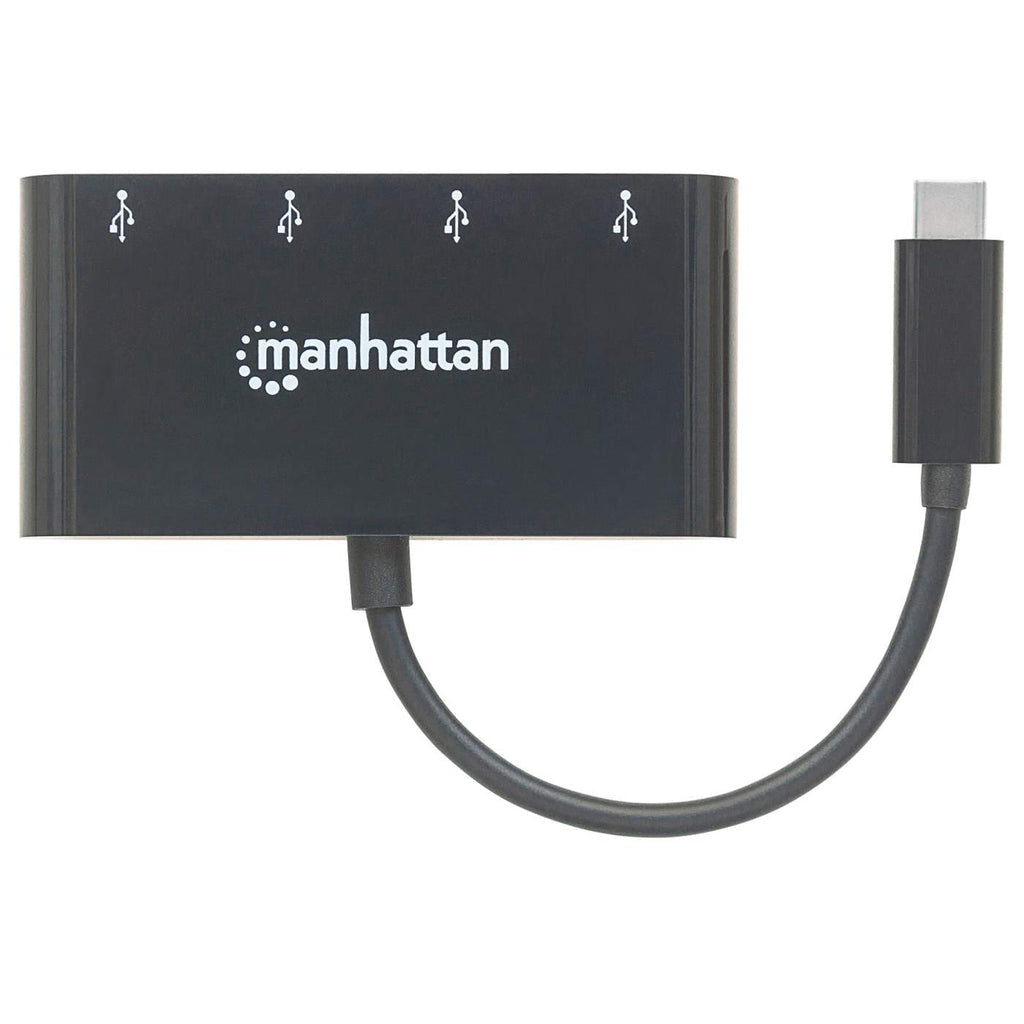 Manhattan USB-C Dock/Hub, Ports (x4): USB-A (x4), 5 Gbps (USB 3.2 Gen1 aka USB 3.0), USB powered (no external power supply required), Cable 20cm, Equivalent to HB30C4AB